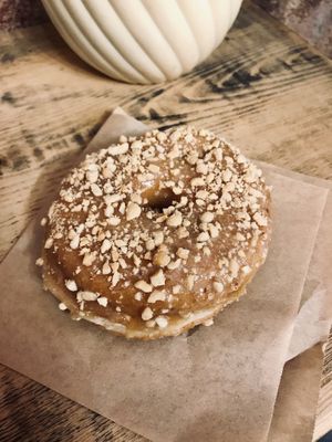Peanut butter donut at Donut Shop in Prague