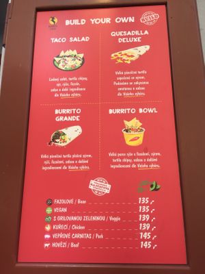 Options  at Burrito Loco - Masna in Prague