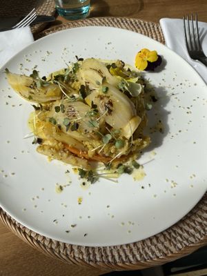 Orange fennel with bulgur  at Cal Reiet's Table in Mallorca