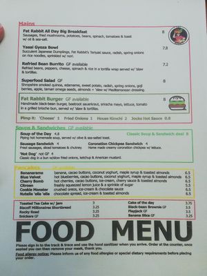 Food menu at Fat Rabbit in Oswestry