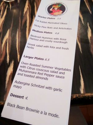 Sample menu at Fat Rabbit in Oswestry