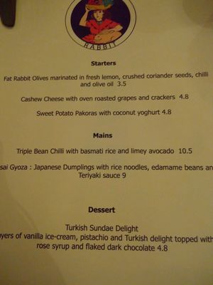 Food menu at Fat Rabbit in Oswestry