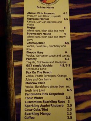 Drinks menu at Fat Rabbit in Oswestry