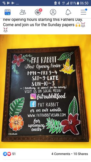 Now open on Sundays too - from today at Fat Rabbit in Oswestry