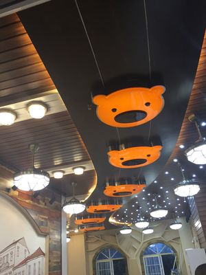Logo light fixtures in the new expansion room! at Nick Bear in Chengdu