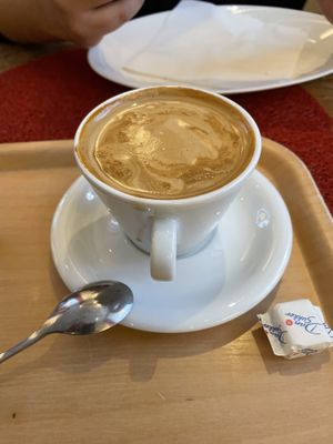 Coffee with soy milk at Cafe Safari in Kiruna