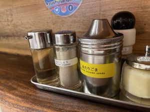 Condiments  at Kyushu Jangara Ramen - Harajuku in Tokyo
