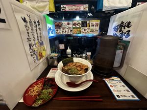 Window table   at Kyushu Jangara Ramen - Harajuku in Tokyo