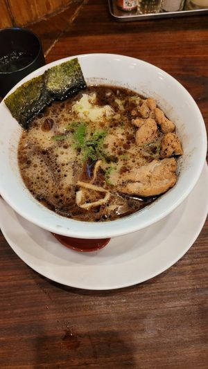 Garlic oil vegan pork ramen at Kyushu Jangara Ramen - Harajuku in Tokyo