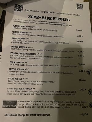 Menu: seitan burger, beyond meat burger   at Beaver Brewing Company in Vienna