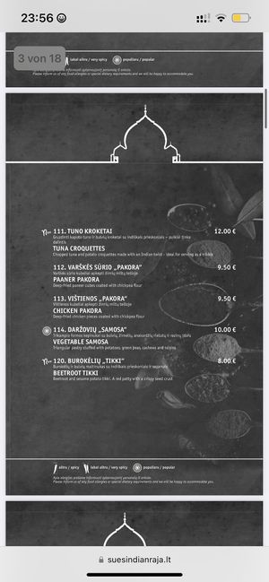   at Sue's Indian Raja in Vilnius