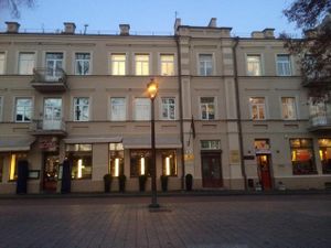 outside at Sue's Indian Raja in Vilnius