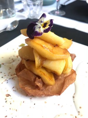 Croustade aux pommes avec de la pâte filo à l’huile d’olive, vegan à notre demande, un délice  at Annadata in Saint-malo