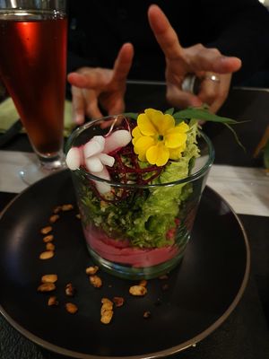 Christmas green & red verrine at Annadata in Saint-malo
