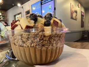 Seasonal option “Pumpkin Bowl” remove Caramel for fully vegan option.   at Grain & Berry in Palm Harbor