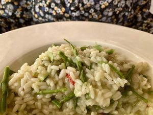 The wild asparagus risotto at Velo Cafe in Labin