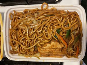 Vegetarian chicken lo mein at Golden Palace in Watertown