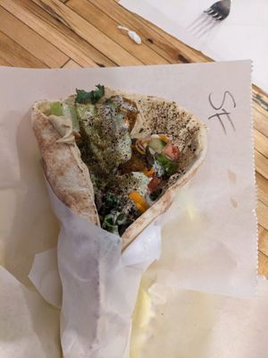 Falafel and hummus sandwich at Falafel King in Boulder