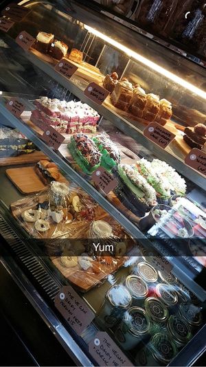 Baked goods cabinet at Handsome Her in Brunswick