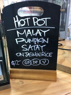 Hot pot Malay pumpkin satay at Sustain Vegetarian Takeaways in Rotorua