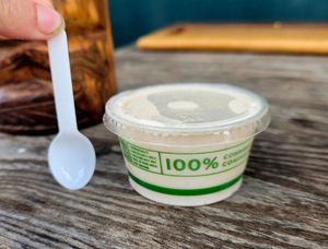 Tiny but delicious Coconut Gelato at Coconut Caboose in Paia