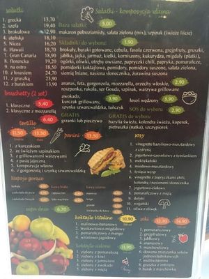 Menu at Salad Fantasy in Bielsko-biala