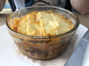 Musaka de berenjena at Empatia Rincon Vegano in Madrid