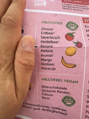 Vegane Eissorten  at Cappuccini in Vilshofen An Der Donau