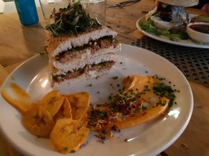 Main: Pepito hipster (plant-based beefsteak sandwich) at Superchulo in Madrid