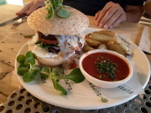 Main: Chulísima burger (vegan option) at Superchulo in Madrid