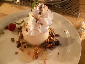 Dessert: Lemon pie (lemon panna cotta, actually / vegan) at Superchulo in Madrid