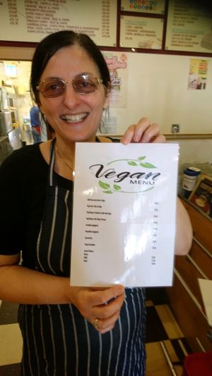 vegan options and the wonderful owner/chef - talk to her she is willing to listen and take on advice.  at Beach House Cafe in Great Yarmouth