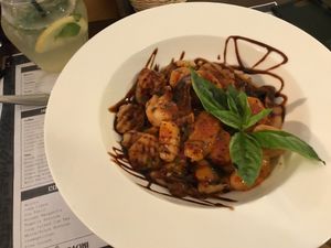 Gnocchi with mushrooms and special balsamic-based sauce  at Propaganda  in Chisinau