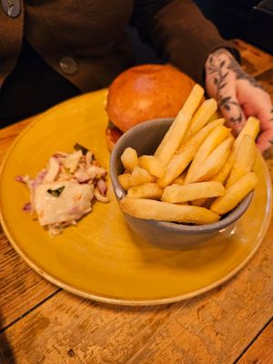 Vegan beyond burger, slaw and Fries. at Lounges - Curio Lounge in Stroud