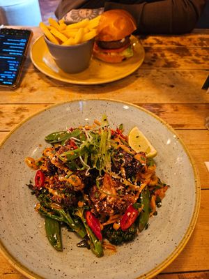 Vegan bang bang cauliflower - Vegan beyond burger. at Lounges - Curio Lounge in Stroud