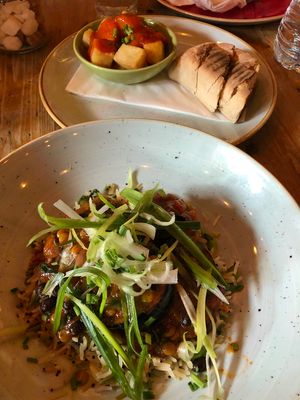 Chilli smoked aubergine and bravas at Lounges - Curio Lounge in Stroud