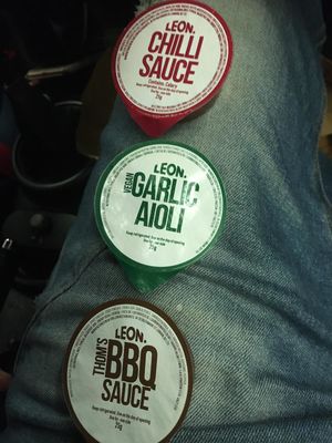 Vegan sauce options at LEON in Folkestone