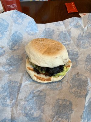 Custom - switching haloumi for mushrooms at LEON in Folkestone