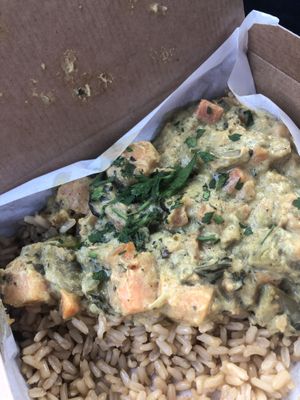  Caribbean vegan curry with plantain and veg on brown rice  at LEON in Folkestone