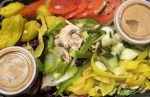 Greek salad minus the cheese  at Mellow Mushroom in Winter Park