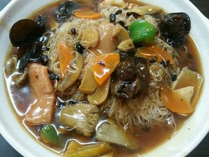 vermicelli in black bean sauce  at Dragon Gate Vegetarian in Central Singapore