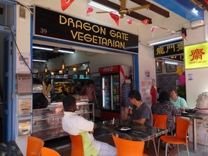 Shop front at Dragon Gate Vegetarian in Central Singapore