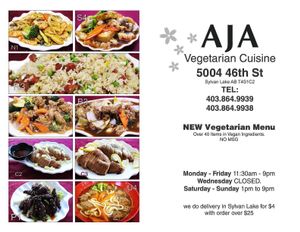 veg menu at Aja Sushi in Sylvan Lake