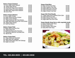 vegan menu at Aja Sushi in Sylvan Lake