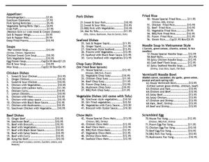 regular menu  at Aja Sushi in Sylvan Lake