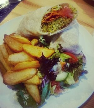 falafel wrap  at Vegan All Sorts in Saltaire