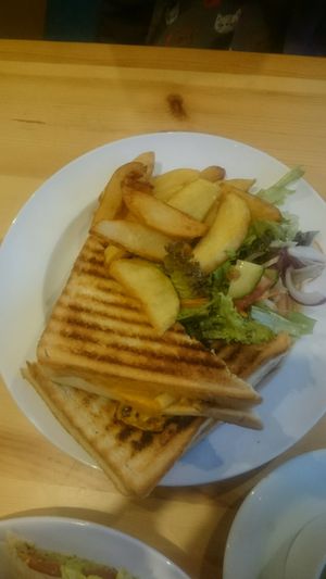 mac n 'cheese' toastie  at Vegan All Sorts in Saltaire