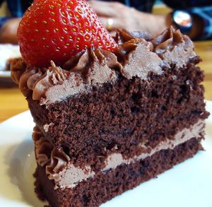 Chocolate & strawberry cake at Vegan All Sorts in Saltaire