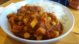 Sweet potato & chickpea curry at Vegan All Sorts in Saltaire