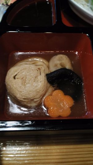 Stew yuba (soy sheets). Yuba is a Nikko specialty at Bell Cafe in Nikko